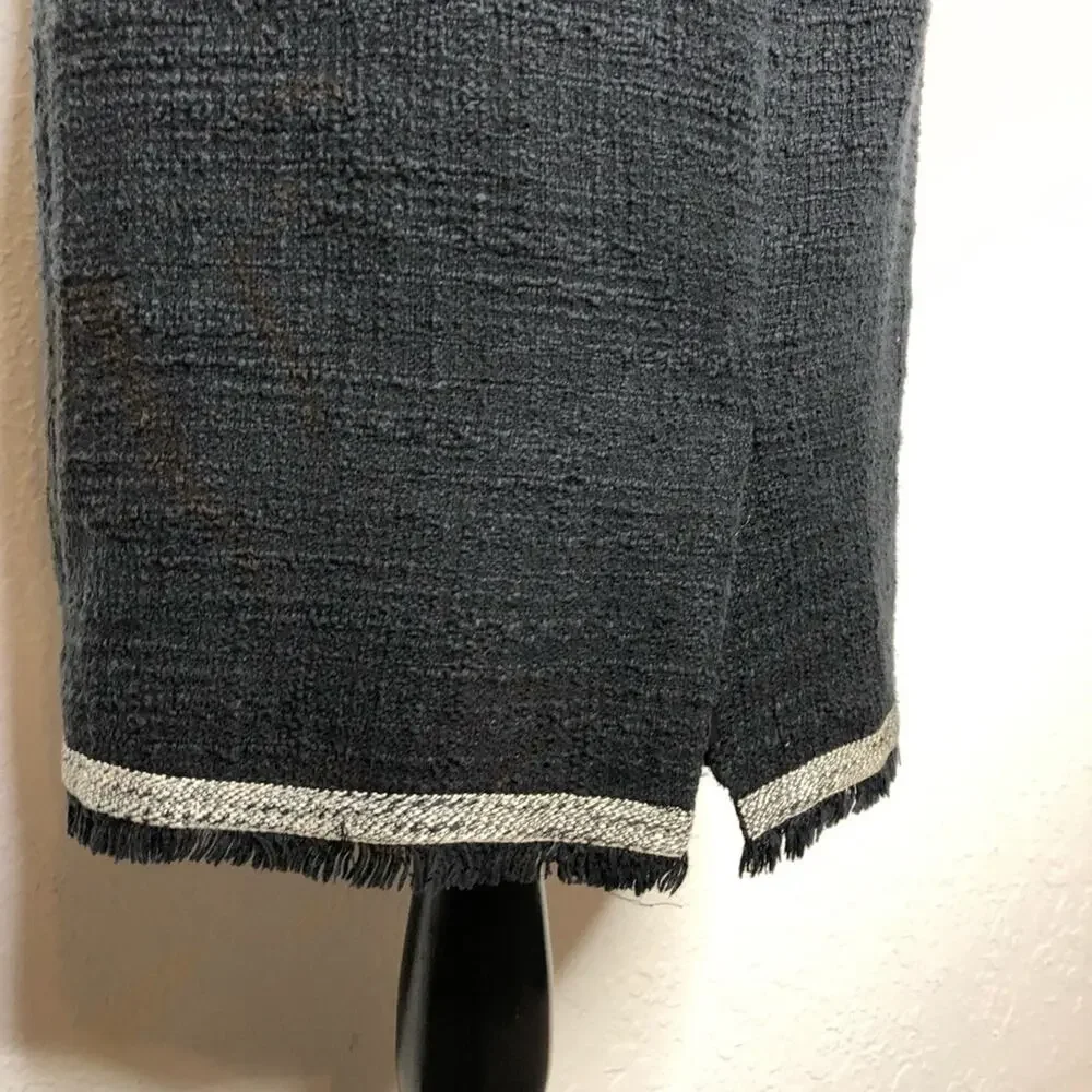 J Crew black fringe trim bouchle knit sleeveless sheath dress size 6